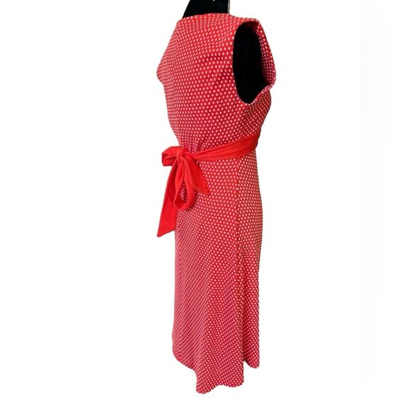 Anthropologie Dress Size 6 Eva Franco Red and White Polka Dot Sleeveless Knit - Picture 5 of 9